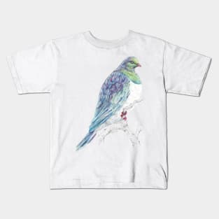 Mr Kereru, New Zealand native bird Kids T-Shirt